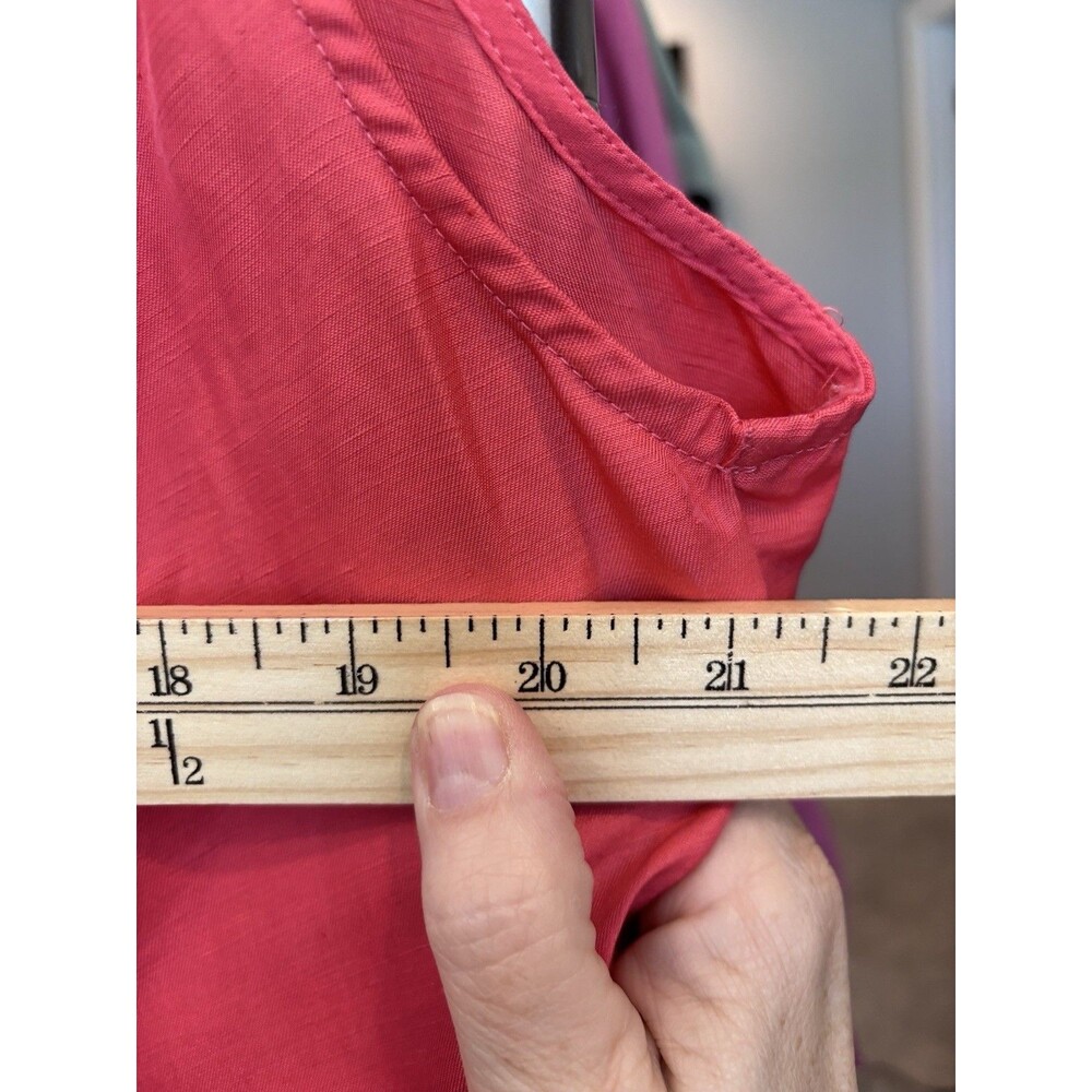 J Jill Elliptical Hem A-line Linen Blend Midi Dress pink Coral Size XL - Picture 4 of 7